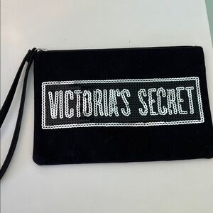 Victoria's Secret Black Wristlet with Silver Sequin Logo